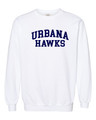Urbana Hawks LACROSSE COMFORT COLORS Cotton Crewneck Sweatshirt Unisex MANY COLORS AVAILABLE Size S-2XL    WHITE