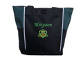 Celtic Trinity Heart Irish Ireland HUNTER GREEN Lime Kelly Gold Custom Personalized Zippered Tote Bag Font Style MONO CORSIVA