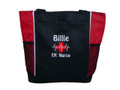 Heartbeat First Aid Cross EKG Medical ER Nurse Emergency Room Trauma RED Tote Bag Font Style DRIFTER FONT