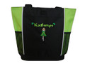 Irish Dancer Ghillie Girl Shamrocks Clover Dancer Jig Shoes Celtic Dance Ireland LIME GREEN Zippered Tote Bag Font Style CALLIGRAPHY (Kelly Green DRESS with Golden Yellow TRIM)