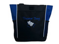 Theater Drama Club Masks Comedy Tragedy Glee Piano Teacher ROYAL BLUE Zippered Tote Bag Font Style HANDWRITTEN