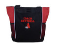 Cheer Poms Cheerleader Personalized Embroidered RED Zippered Tote Bag Font Style VARSITY