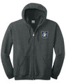 UHS URBANA HAWKS BOOSTERS Cotton Hoodie Zippered Sweatshirt EMBROIDERED Sz S -3XL DK HEATHER GREY