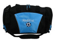 Soccer Ball Coach Mom Team Personalized Embroidered LIGHT BLUE DUFFEL Font Style CURSIVE