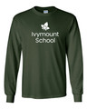 IVYMOUNT SCHOOL T-shirt Cotton LONG SLEEVE Many Colors Available SZ S-3XL FOREST GREEN