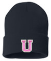 URBANA HAWKS LACROSSE Pink U Knit Beanie Hat Many Colors Available  NAVY