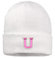 URBANA HAWKS LACROSSE Pink U Knit Beanie Hat Many Colors Available WHITE