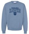 Urbana Hawks LACROSSE Cotton Crewneck Sweatshirt CHAMPION Garment Dyed Sz S-3XL SALTWATER