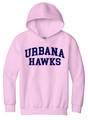 Urbana Hawks LACROSSE Cotton Hoodie Sweatshirt YOUTH LIGHT PINK SZ S-XL