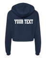 Urbana Hawks POMS Cotton Hoodie Cropped RAW EDGE Fleece LADIES Sweatshirt Many Colors Available SZ S-2XL NAVY BACKSIDE