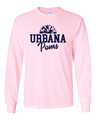 Urbana Hawks POMS Varsity T-shirt LONG SLEEVE Cotton LT PINK Unisex Sz S-3XL