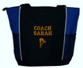 Diving Diver Swim Swimming Personalized Embroidered Zippered ROYAL BLUE Tote Bag Font Style VARSITY