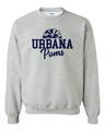 Urbana Hawks POMS Cotton Crewneck Sweatshirt Many Colors Available YOUTH SZ S-XL SPORT GREY