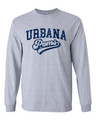 Urbana Hawks POMS GLITTER T-shirt Cotton LONG SLEEVE Many Colors Available Unisex Sz S-3XL SPORT GREY