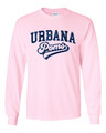 Urbana Hawks POMS GLITTER T-shirt LONG SLEEVE Cotton LT PINK Unisex Sz S-3XL