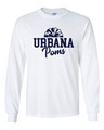 Urbana Hawks POMS T-shirt Cotton LONG SLEEVE Many Colors Available Unisex YOUTH Sz S-XL WHITE