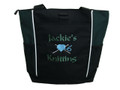 Knitting Needles Heart Crochet Embroidery Crafts Custom Monogrammed Personalized HUNTER GREEN Tote Bag Font Style CALLIGRAPHY