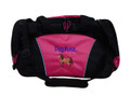 Horse Equestrian Bworn Vet DVM Personalized Embroidered HOT TROPICAL PINK DUFFEL Font Style CURSIVE
