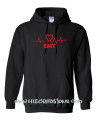 Heart EKG ER Nurse EMT EMS Paramedic Nursing Student Hoodie Sweatshirt BLACK with RED Print