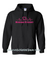 Heart EKG ER Nurse EMT EMS Paramedic Nursing Student Hoodie Sweatshirt BLACK with FUSCHIA Print