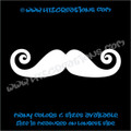 Mustache Curly Pointy Swirl Stache Hippie Boho Car Truck Boat Laptop Vinyl Decal WHITE