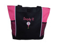 Lady Golfer Tee Golf Bag Golfing Personalized Embroidered Zippered HOT PINK Tote Bag FONT style DOTS