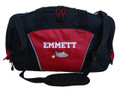 Tennis Racquet Ball Personalized Embroidered Duffel RED Font Style VARSITY