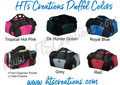 HT's Creations Custom Monogrammed Personalized Zippered DUFFEL BAG COLORS Tropical Hot Pink, Dark Hunter Green, Royal Blue, Grey and Red