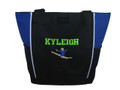 Gymnast Leaping Gymanstics Leaping Splitz ROYAL BLUE Zippered Tote Bag Font Style VARSITY