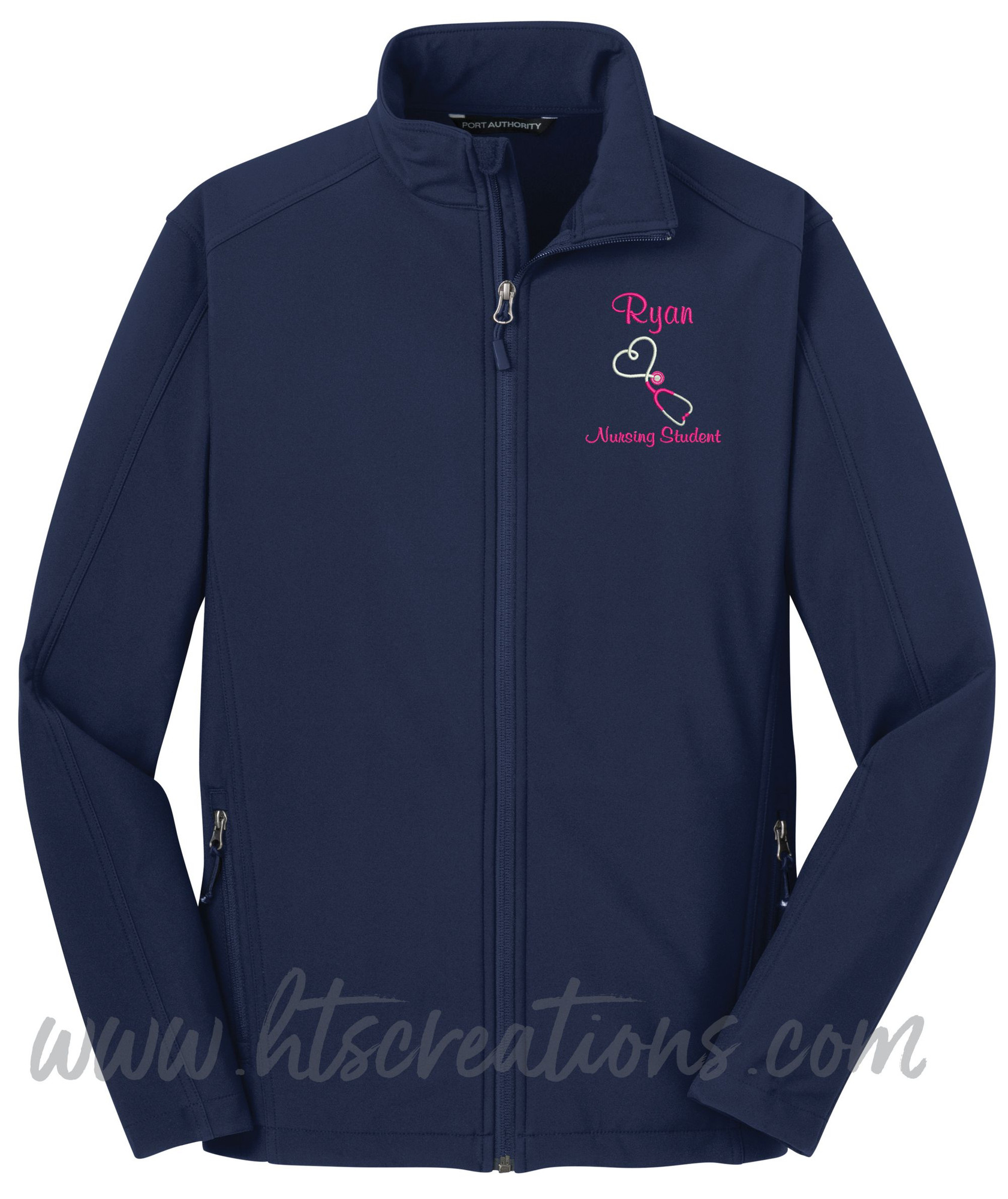 Personalized Nurse Monogram Full Zip Jacket With Heart 