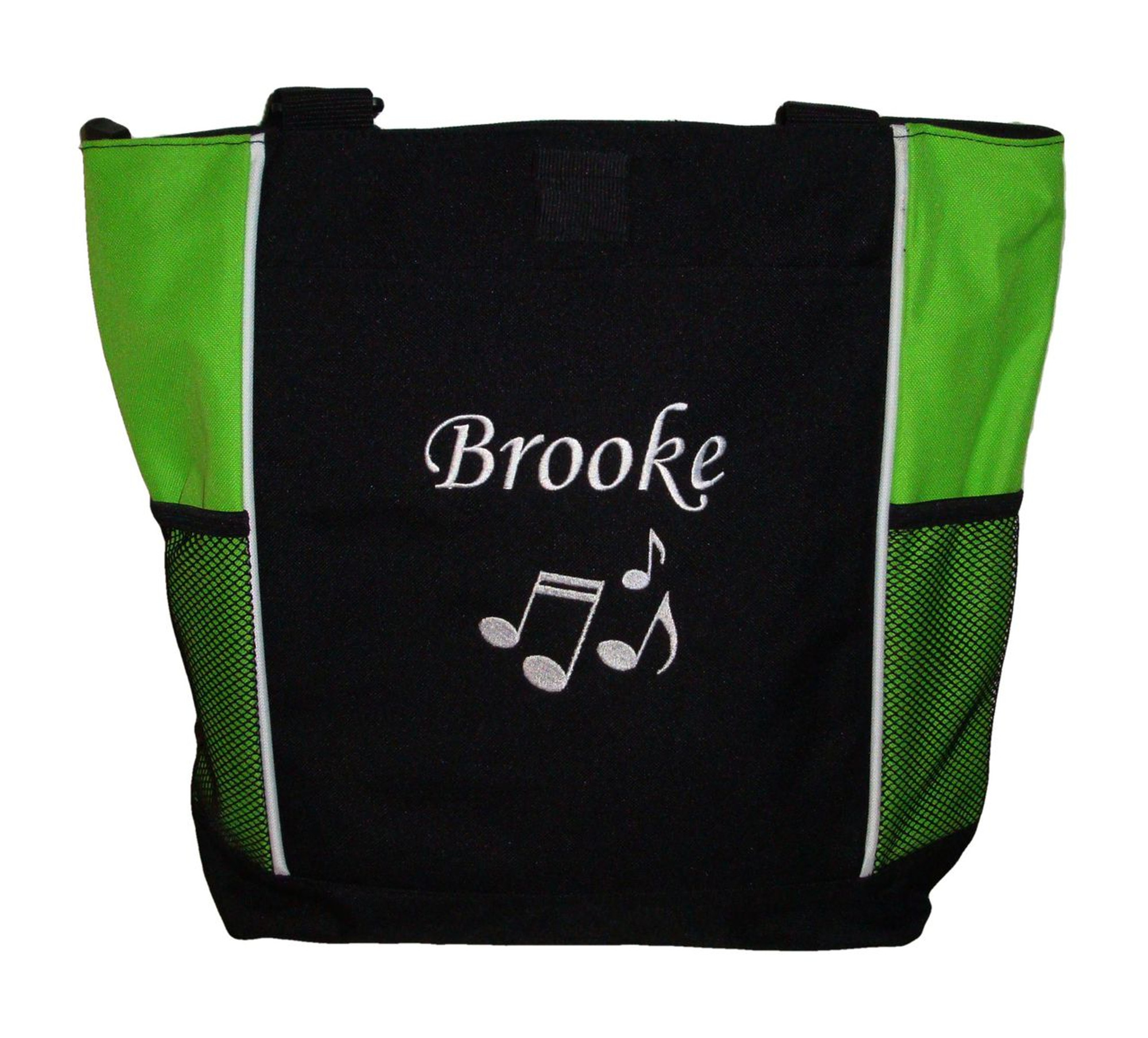 Music Notes Chorus Theater Drama Piano Personalized Embroidered Zippered Tote Bag - HTs Creations