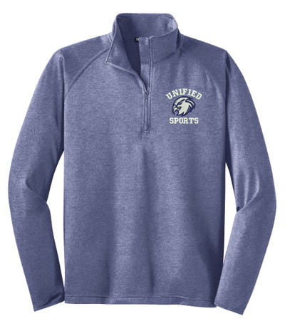 UHS Urbana Hawks Head Half Zip UNIFIED SPORTS Performance Stretch Sport Wick HEATHER Polyester Spandex Pullover Many Colors Available SIZES S-3XL