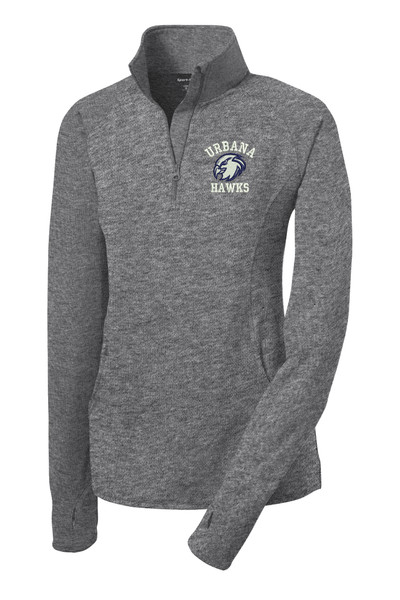 UHS Urbana Hawks Head Half Zip Performance Stretch LADIES Sport Wick HEATHER Polyester Spandex Pullover Many Colors Available SIZES S-3XL CHARCOAL GREY HEATHER
