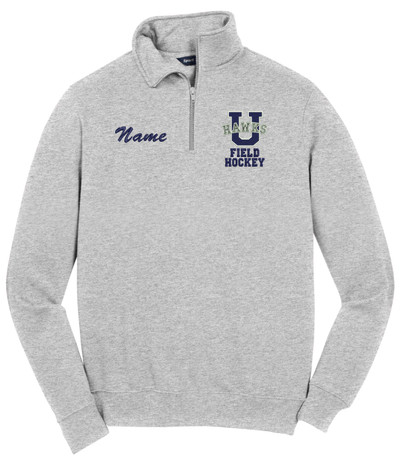 Urbana Hawks Qtr Zip FIELD HOCKEY Cotton Pullover Personalization Available Many Colors Available SIZES S-4XL  ATHLETIC HEATHER WITH NAME PERSONALIZZED
