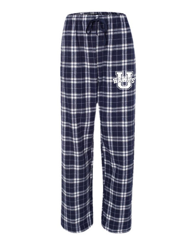 Urbana Hawks POMS Flannel Lounge Pants with Pockets Boxercraft Unisex NAVY/SILVER Sz XXS-2XL