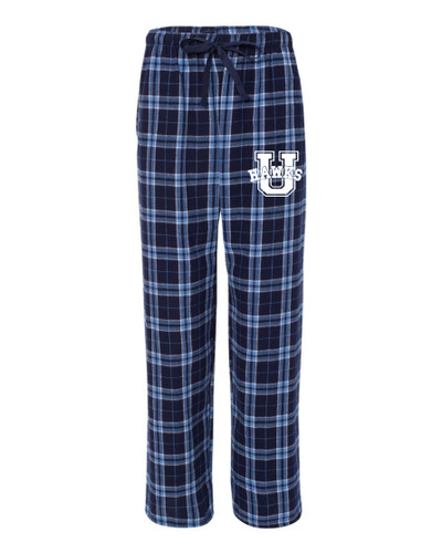 Urbana Hawks POMS Flannel Lounge Pants with Pockets Boxercraft Unisex NAVY CAROLINA PLAID Sz XXS-2XL