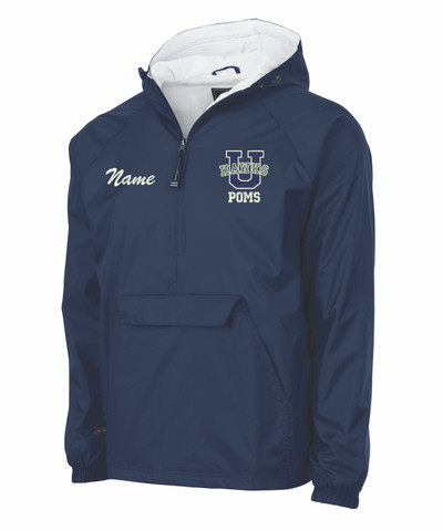 Urbana Hawks POMS Half Zip Pullover Nylon Jacket Charles River Personalization Available Colors Navy or Black YOUTH  SZ S-XL  NAVY