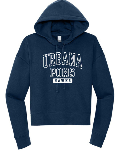 Urbana Hawks POMS Cotton CROPPED LADIES FLEECE HOODIE Sweatshirt Many Colors Available SZ S-4XL  NAVY