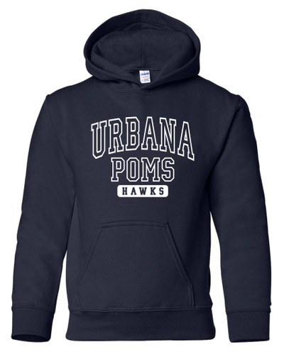 Urbana Hawks POMS Cotton Hoodie Sweatshirt YOUTH Many Colors Available SZ S-XL NAVY