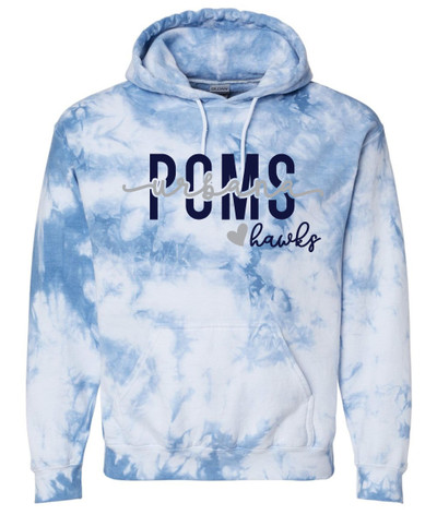 Urbana Hawks POMS Tie Dyed Cotton Hoodie Sweatshirt GLOBAL SKY CRYSTAL SZ S-3XL