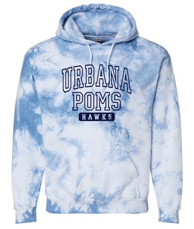 Urbana Hawks POMS VARSITY Tie Dyed Cotton Hoodie Sweatshirt GLOBAL SKY CRYSTAL SZ S-3XL