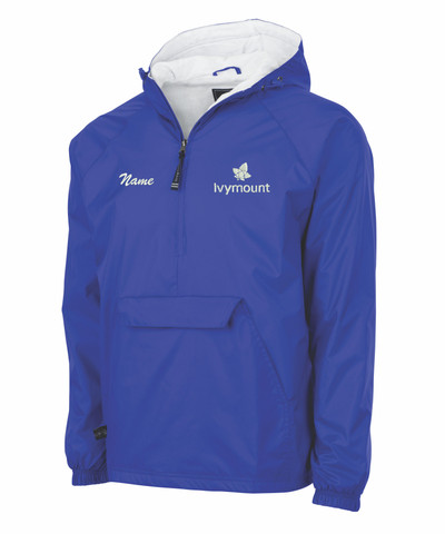 IVYMOUNT Half Zip Pullover Nylon Jacket Charles River QTR ZIP Personalization Available YOUTH Size S-XL  ROYAL BLUE WITH NAME PERSONALIZATION