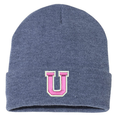 URBANA HAWKS LACROSSE Pink U Knit Beanie Hat Many Colors Available  HEATHER NAVY