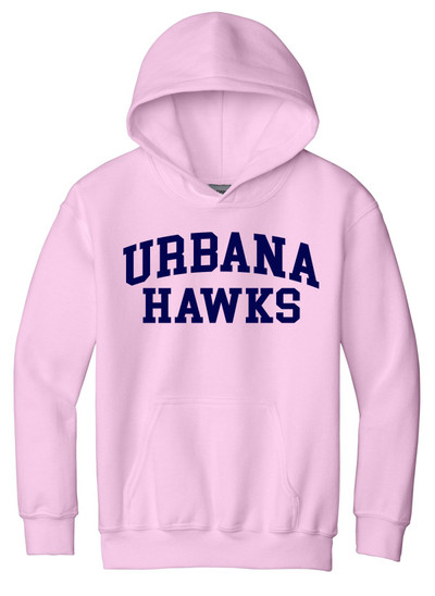 Urbana Hawks LACROSSE Cotton Hoodie Sweatshirt YOUTH LIGHT PINK SZ S-XL