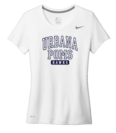 Urbana Hawks POMS Nike Team Legend Performance T-shirt Many Colors Available LADIES Sz S-2XL WHITE