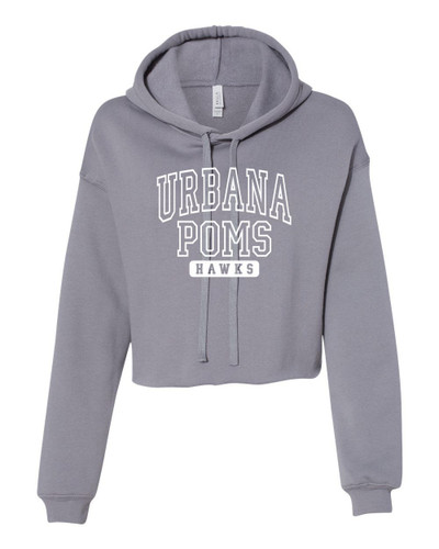 Urbana Hawks POMS Cotton Hoodie Cropped RAW EDGE Fleece LADIES Sweatshirt Many Colors Available SZ S-2XL STORM