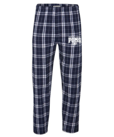 Urbana Hawks POMS Flannel Lounge Pants with Pockets Boxercraft Unisex NAVY/SILVER YOUTH Sz S-XL