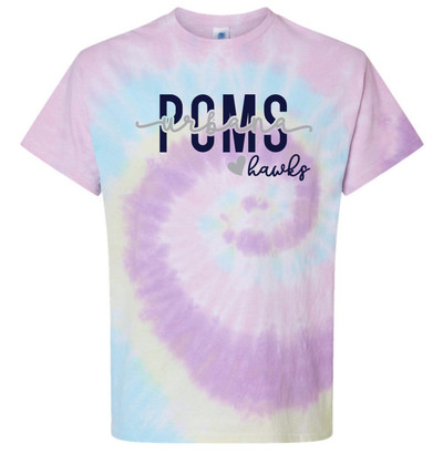 Urbana Hawks POMS T-shirt Cotton TIE DYE JELLYBEAN YOUTH SZ S-L FONT DUO