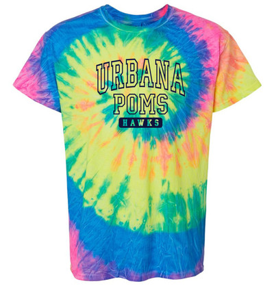 Urbana Hawks POMS T-shirt Cotton TIE DYE NEON RAINBOW YOUTH SZ S-L