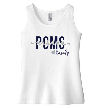 Urbana Hawks POMS Tank Top Cotton District Many Colors Available YOUTH Sz S-L WHITE